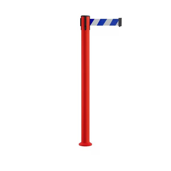 Stanchion Belt Barrier Fixed Base Red Post 11ft.Blue/White Belt, Montour Line, Mfr#: MSX630F-RD-BWD-110